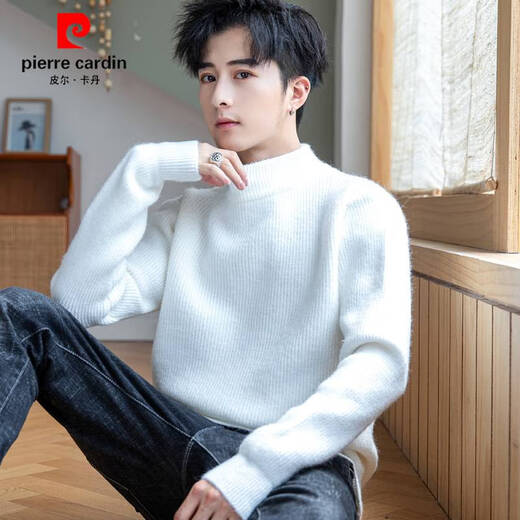 Pierre Cardin Stricker Pullover für Männer im Herbst und Winter 2025 Neue Feste Farbe Halbschildkröte Nacken Trendy verdickte Bodenlinie Freier warmer Pullover 9905 rot m