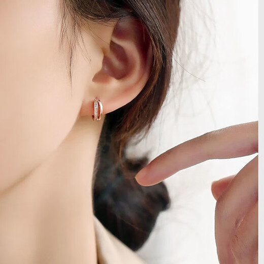 Chaoyu S925 Silver New Style Earrings for Women Earrings Women's Trendy Earrings Earrings Earrings for Sleeping Earrings for Girlfriend's Birthday Gift Hollow Diamond Earrings - Rose Gold