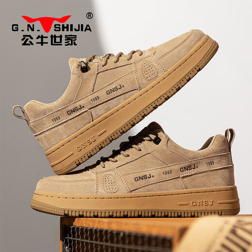 Chaussures masculines de la famille Bull 2024 Printemps et été Nouveaux chaussures de travail en toison rétro en cuir authentique décontractée basse chaussures parfaites britanniques khaki 42