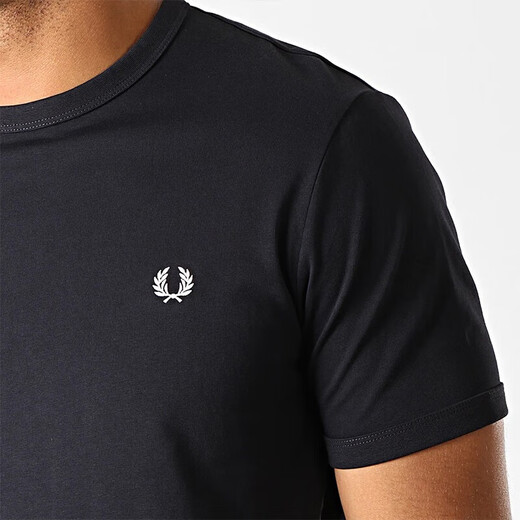 
FRED PERRY Wheat Ear Men's Cotton Laurel Embroidered Logo Simple Casual Short Sleeve T-Shirt M3519 608 Dark Blue S