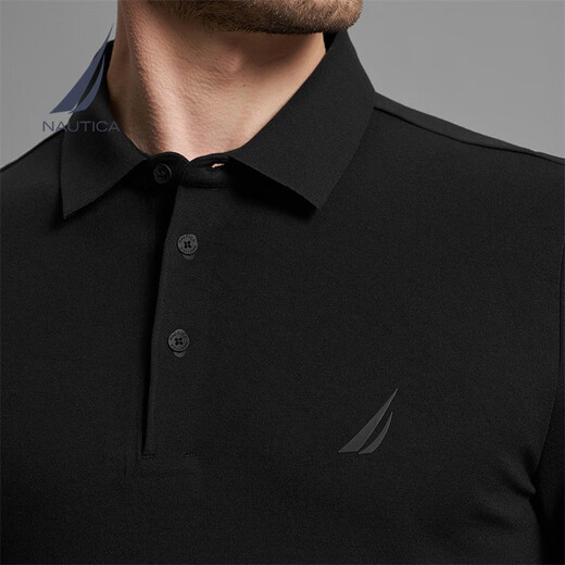 NAUTICA shopping mall same style men's autumn and winter Tencel wool warm and skin-friendly long-sleeved POLO shirt for men KB3308 Dark Night Black 0TB M