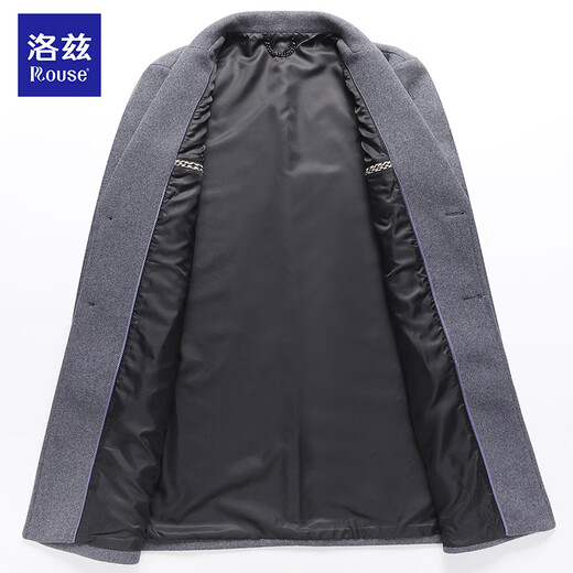 Lotz Woolen Woolen Windbreaker Jacket Men's Spring, Autumn and Winter Mid-Length Business Casual Thickened Warm Woolen Coat Black Woolen 40% Wool 2XL /185 160-175Jin Jin is equal to 0.5kg
