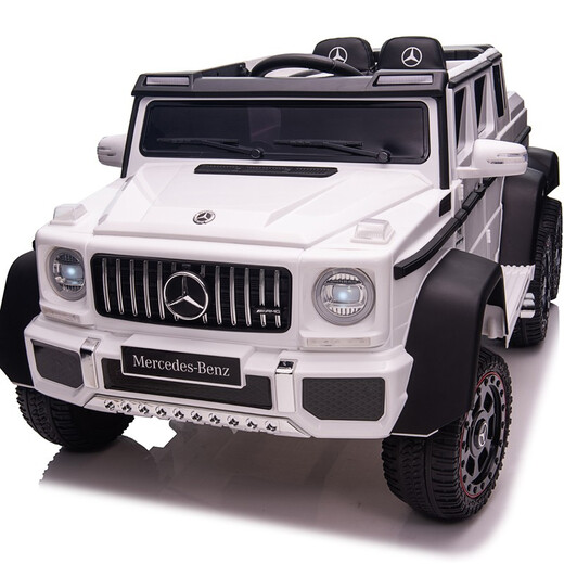 FUERBAO Mercedes-Benz authorized children's electric car can sit in an adult toy car, a child's six-wheel double stroller with remote control, six-wheel drive red + adult throttle + trunk + soft tires