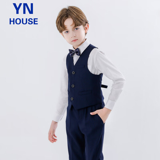 Yinuofang children's suit vest suit boys' performance costumes, navy blue dresses, navy blue: vest suits, 160CM
