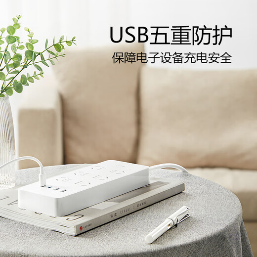 公牛（BULL）20W PD苹果快充插座/插线板/插排/接线板 Type-c口+USB口+6插孔 全长1.8米总控开关白色 GNV-U1206