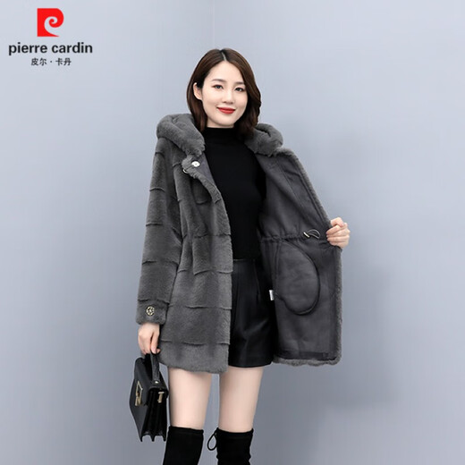 
Piercardan Haining Fur Coat Women's Slim Medium-length Hooded Fur Integrated Mink Female Mink Coat Winter Gray (100% Fur Integrated) Spot M (85-100Jin [Jin equals 0.5 kg] Give 98 yuan plus