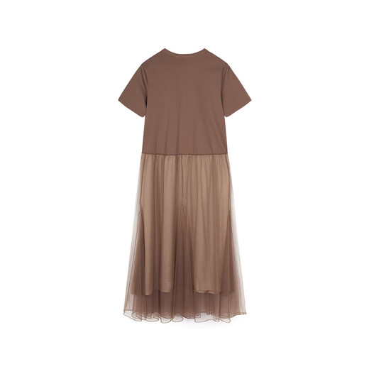 
Jiangnan Buyi (JNBY) [same style in the mall] 24 autumn and winter new dress with round neck A-shaped short sleeve temperament elegant 5O7G15780 216/wax pink camel color 216 M
