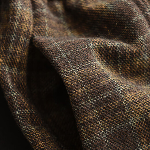 Yijinboshe Plaid Skirt Women's Autumn and Winter Warm Wool Long Skirt Women's Mid-Length Plaid Skirt Retro Heavy Industry Yarn-dyed A-Line Skirt Brown One Size