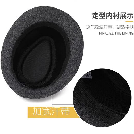 Lufeng Hat Men's Top Hat Winter Woolen Warm Jazz Hat Middle-aged and Elderly Spring and Autumn Dad Old Man Retro Gentleman Hat Black Regular Head Circumference 55-58cm