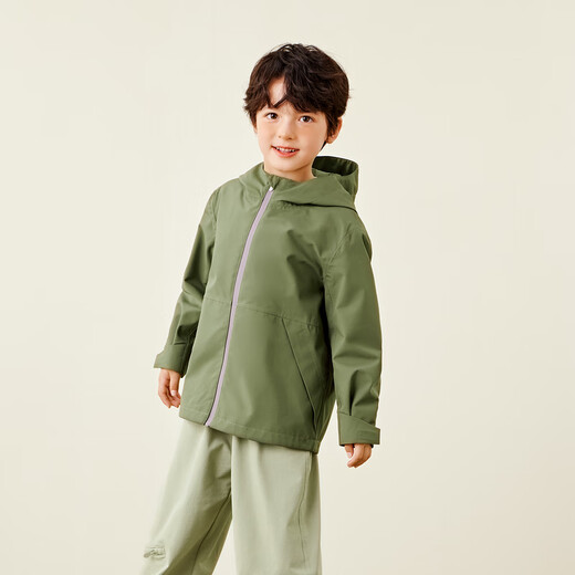 Mini Bala Waterproof and Breathable Autumn New Windproof Waterproof and Breathable Children's Outdoor Jacket for Boys and Girls Military Green 40619 120