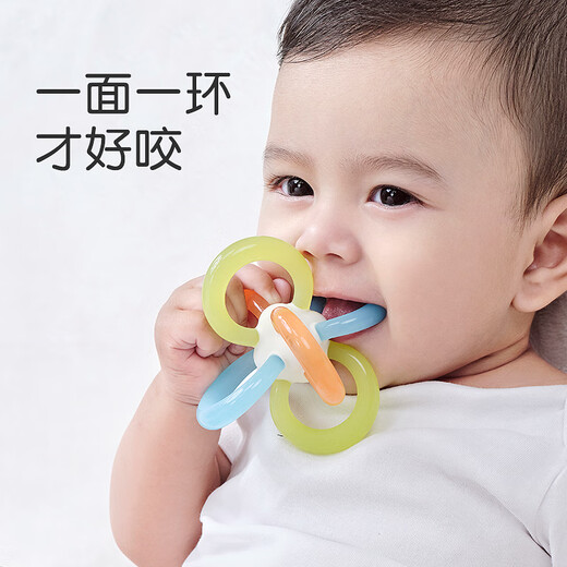 Shixi Manhattan Handfängerkugel Baby kann Mund beißen 3-6 Halbmondkleber Baby Bite Food Grad Silikon Mini Zahnkleber Ball