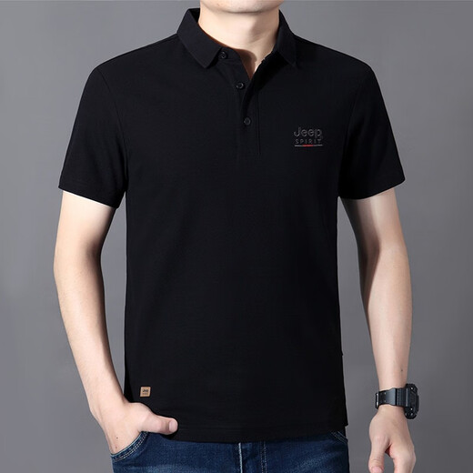 Jeep Spirit Business Camiseta de manga corta Camiseta de algodón de algodón Sendero bordado Lapa bordada media manga suelta camiseta de verano para hombres delgada civil informal xl (180) /100a recomendado 145-155Jin [Jin equivale a 0.5 kg]