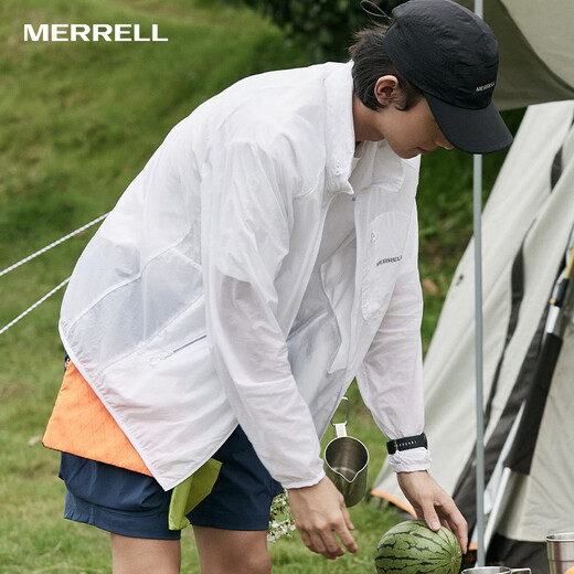 Merrell outdoor sun protection clothing UPF40+ men's breathable thin skin clothing summer fishing clothing skin clothing sun protection clothing for men white M