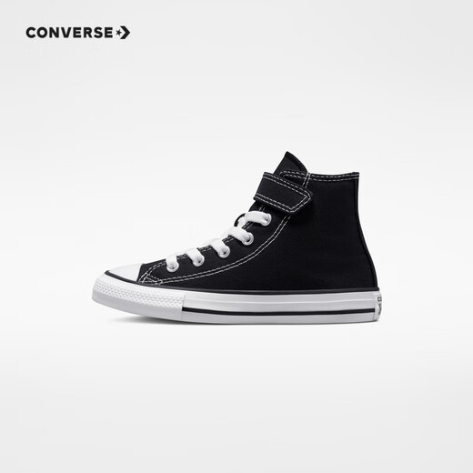 Converse children's shoes for boys and girls high-top canvas shoes ALL STAR classic children's Velcro all-match casual shoes black 35 recommended foot length 22cm