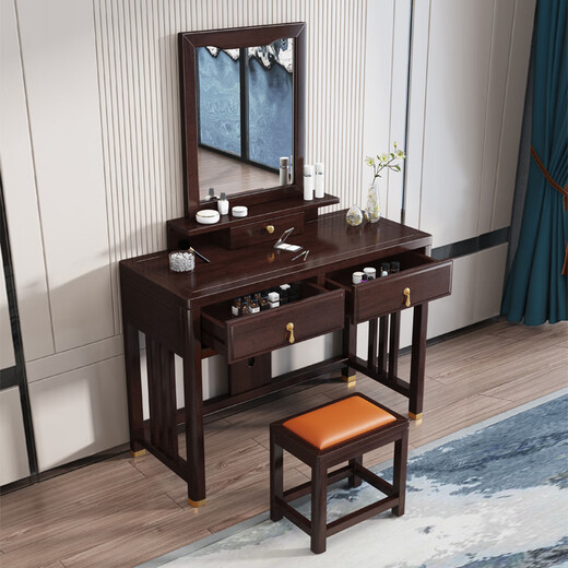 Congyou dressing table table new Chinese style all solid wood dressing table makeup stool makeup mirror combination modern simple light luxury bedroom furniture dressing table + makeup mirror