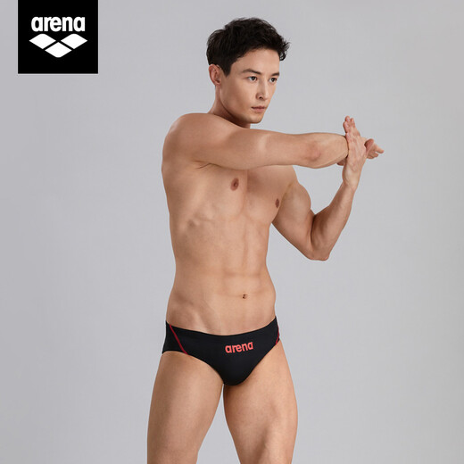 阿瑞娜（arena）男士泳裤三角健身高分子聚氨酯面料抗氯专业竞速竞赛游泳裤  黑色/红色非运动员建议选大1-2码 M