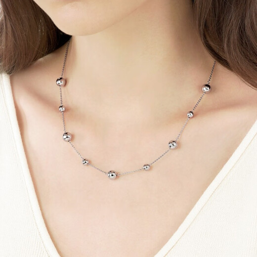 Chow Sang Sang Pt950 platinum necklace round beads hollow bead necklace 91283N pricing 47 cm