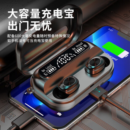 ZNNCO Bluetooth headset true wireless noise reduction music game long battery life single and double ear in-ear bean type sports suitable for Apple Huawei OnePlus vivo Honor oppo Samsung Redmi [600mAh] Bluetooth 5.3+ no sense delay light and portable three true digital display strong large dynamic coil