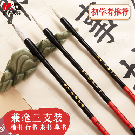 M&G stationery and brush set for students, calligraphy, French painting and calligraphy for beginners, large, medium and small regular script set, 3 pieces of regular script and seal script pens, birthday gift AWBY8420