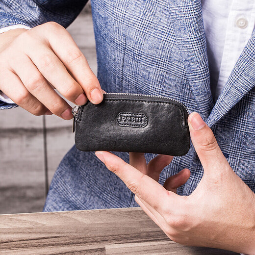 Bolsa de llave de pabina, billetera de cupón multifunción plantada de coches de primera capa, bolsa de cupón multifunción, bolso pequeño universal masculino y femenino PB517 negro