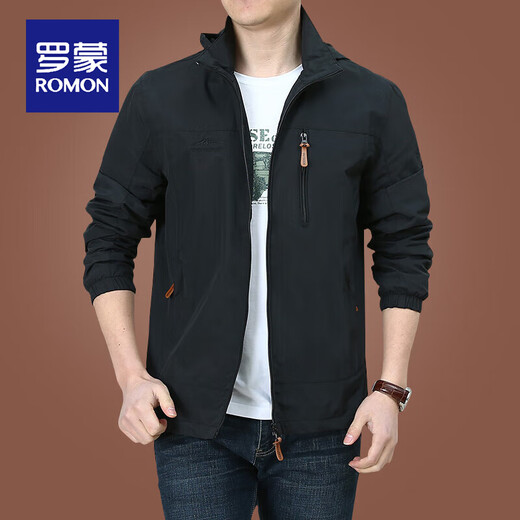 罗蒙（ROMON）户外冲锋衣男士外套秋冬季中年男装秋装上衣服加绒夹克男春秋厚 灰色9898 加薄绒 M