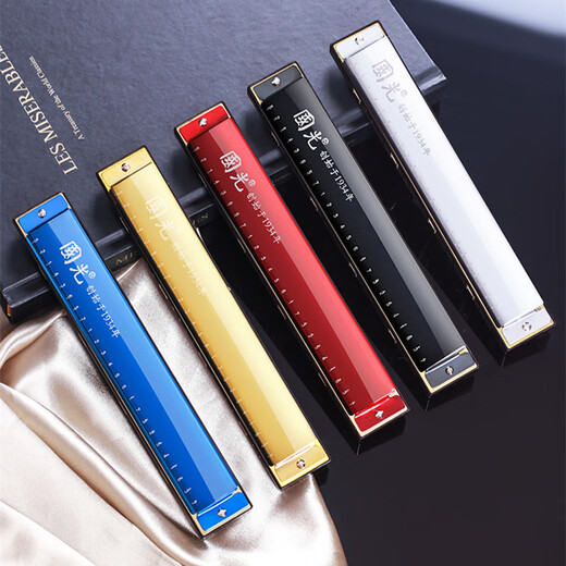 Guoguang harmonica 24-hole single-tone C-tune double-row digital phonetic symbol beginners students children girls boys entry-level single-tone C major 24-hole single-tone [Chinese Red] with original gift