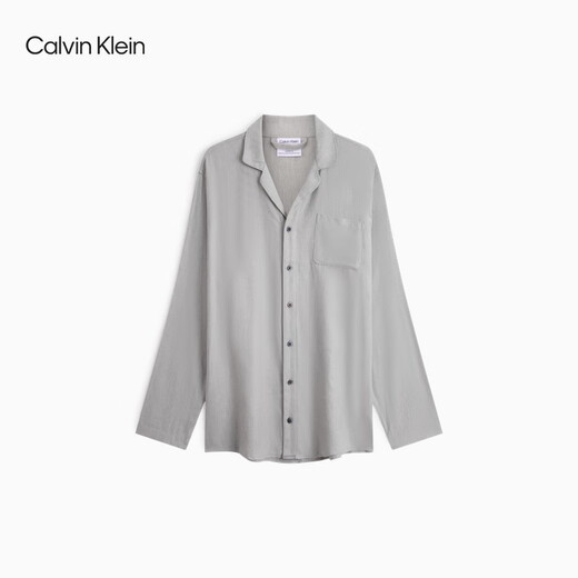 
Calvin Klein underwear autumn and winter men's fashionable casual checked button lapel comfortable home long-sleeved pajamas NM1428O P7A-Dove Gray L