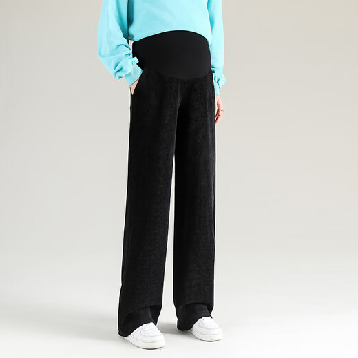 Miduli Maternity Pants Plus Velvet Winter Casual Wide Leg Pants Thickened Maternity Warm Pants Trousers Maternity Wear Gray L