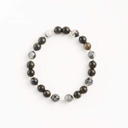 BOSFRU Black Hair Crystal Bracelet Simple Unisex Bracelet Black and White Crystal Sterling Silver Accessories Customized Gift Couple Jewelry Men and Women Suitable for Clean Hands 15cm