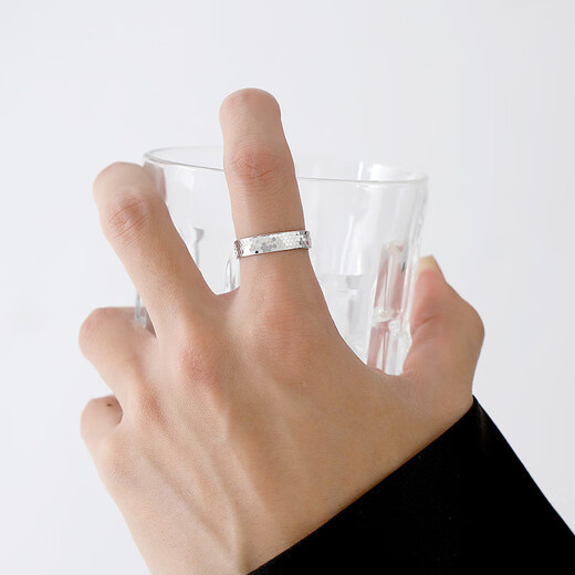 TTMIX platinum PT950 sparkling honeycomb platinum ring ring for men and women, adjustable ring, single 5.3-5.5g