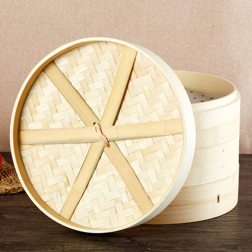 Midelei handmade bamboo steamer household large and small bamboo steamer small steamed buns steamed bun steamer commercial steamer 30 cm steamer body (deepened) 1