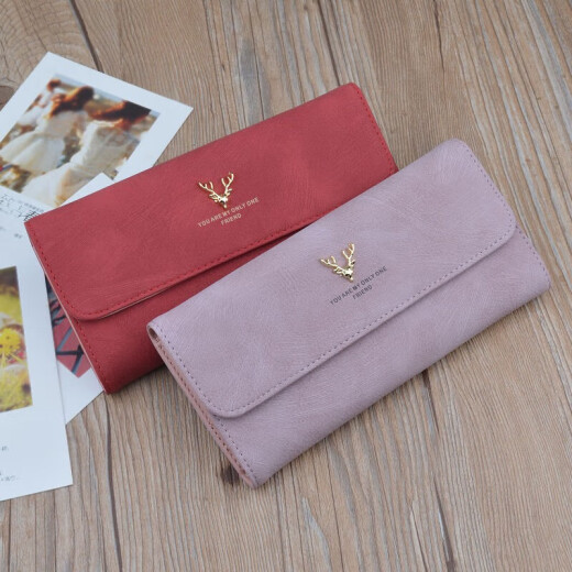 Yizhuchun Fashion Wallet Women's Cover Style Ladies Simple Mom Wallet Long Soft Surface Large Capacity Clutch Pink [Stylish Classic]