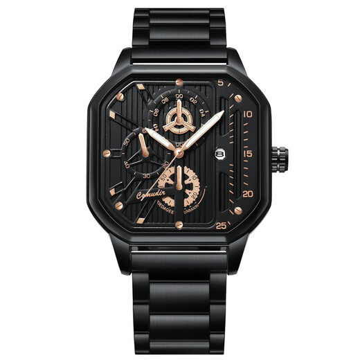 
Comudir 2023 new automatic watch for men's hollow machinery for men's fashionable waterproof luminous calendar large dial watch 838 black warrior black leather black