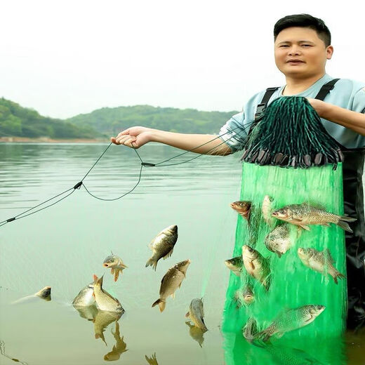 Uncle Ben Fishing Net fishing sun-drying wire net fishing sticky fish three-layer sinking net fishing net fishing sinking net fishing artifact 1.5 meters high 4 fingers white three-layer 20 meters long sinking net