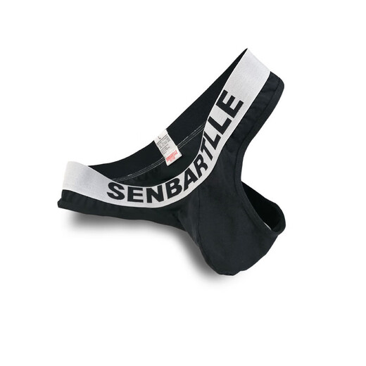 ROSELEX confidential delivery men's thong cotton simple t-pants seamless sexy low waist U convex large bag M black