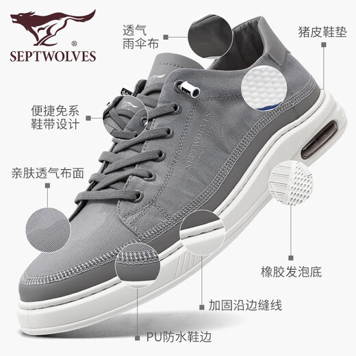 Sieben Wölfe Herrenschuhe Sommer-Leinwandschuhe Herren atmungsaktive Herren-Stoffschuhe Weiche Sohle Sportbrettschuhe Ein Fuß Faule Freizeitschuhe Herrengrau 9446 [atmungsaktiv und geruchssicher] 42 Lederschuhe Größe Größe