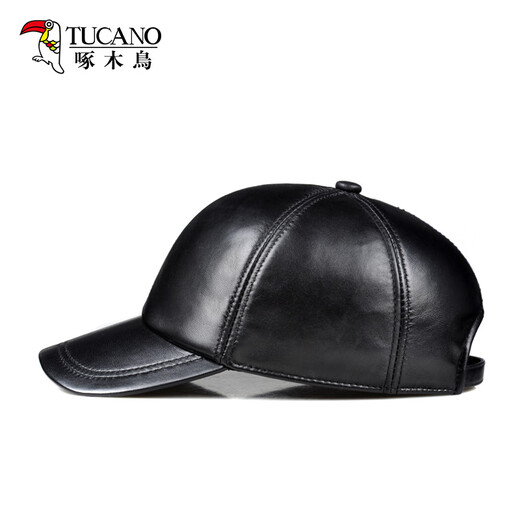 Woodpecker genuine leather hat for men in winter thickened baseball cap to protect against cold wind and snow middle-aged and elderly sheepskin hat for cycling and driving