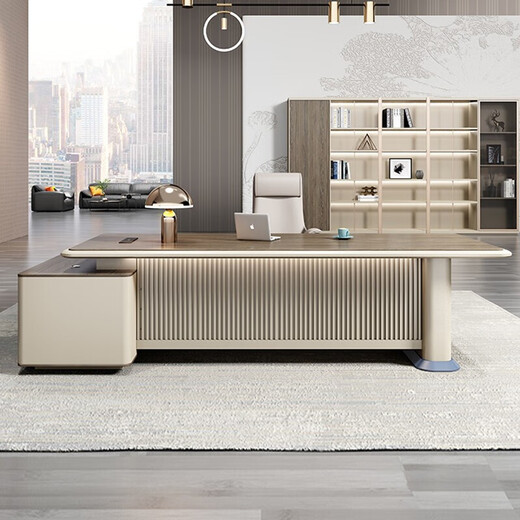 An Meicheng Furniture Boss Desk Office Light Luxurious President Desk Simple Manager Desk and Chair Set 2.4m Boss Desk + Boss Chair + 2.4 File Cabinet