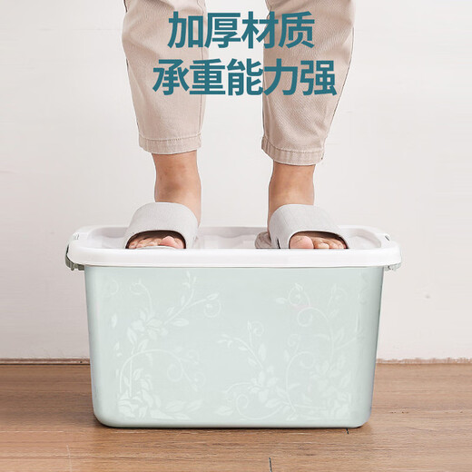 访客 收纳箱 40L两只装粉+绿塑料储物箱环保加厚衣物整理箱 北欧印花