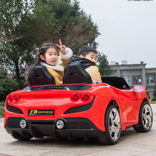 Teacher Ma two-seater children's electric car four-wheel remote control sports car extra large toy car for adults and twins red / leather table and chair / remote control bluetooth