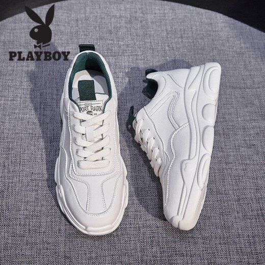 Playboy (PLAYBOY) Fashion Casual Shoes Women's Shoes Autumn Versatile Dad Shoes Female Students Piggy Bottom White Shoes Women's Heightening Sports Shoes Women 010 Meters Green 38