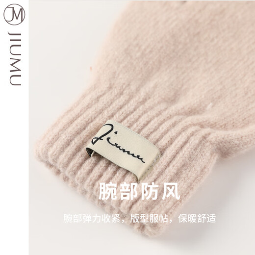 JIUMU Wool Warm Gloves Women's Autumn and Winter Women's Thickened Wool Gloves Winter Driving and Cycling Cold-proof Touch Screen Gloves