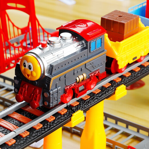 Fenming Children's Toys Electric Train Zugauto-Spielzeug Auto-Hochgeschwindigkeits-Eisenbahnspielzeug mit Music Boy Geschenk Deluxe Model [Musikzug + Auto + Sound Light Bridge]