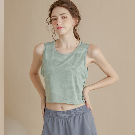 DADDECT breathable loose camouflage sports vest women's running cover-up Pilates quick-drying sleeveless fitness clothing top yoga clothing black L