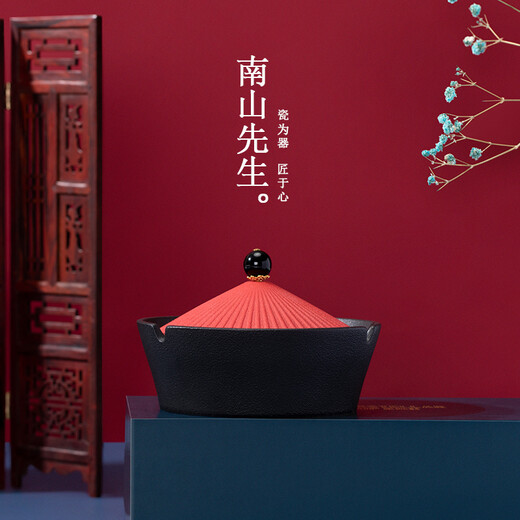 Mr. Nanshan's creative ceramic ashtray for home use with cover, windproof and fly ash proof, fashionable and trendy living room decoration, palace style, Yipin ashtray_Cloisonne Pearl