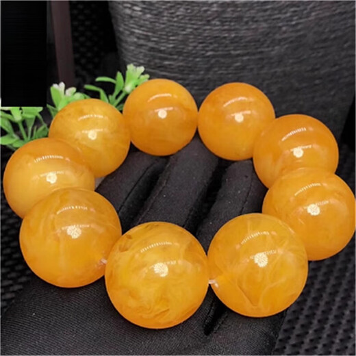 Duchen men's beeswax bracelet amber single circle bracelet women's chicken oil yellow old honey round beads 12-25 20mm 12 pieces with certificate