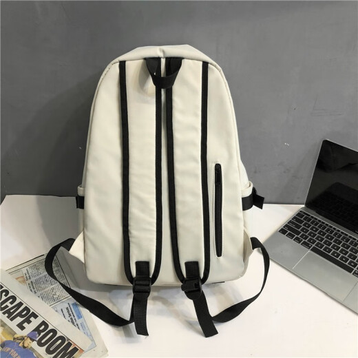 Fade Lu schoolbag male Korean canvas student schoolbag female junior high school student high school student college student backpack large capacity trendy backpack female laptop bag travel bag 957 black (with pendant random)