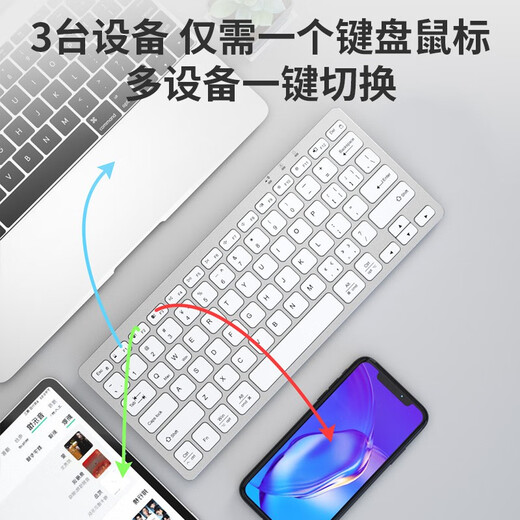 B.O.W Hangshi HD098C Ultra-thin and portable silent keyboard wireless Bluetooth magic control external ipad computer keyboard white