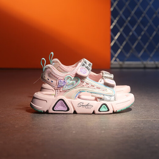 Guirenniao children's sandals 2025 new Korean version girls summer soft-soled baby beach shoes pink 32 (inner length 20.5/foot length 20.0)