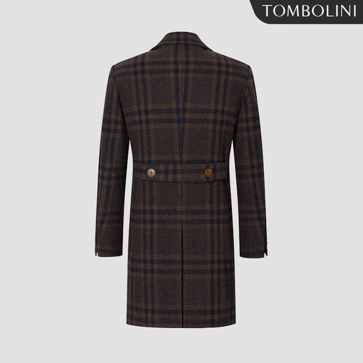 Dongbolini Herbst und Winter warme Manteljacke Pure Wolle blau braune karierte Wolle Mantel Braune M M (170)